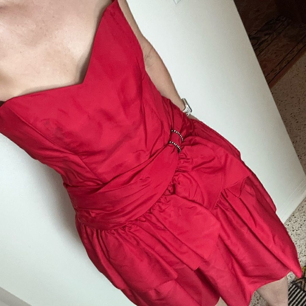 Gunne Sax by Jessica McClintock red sweetheart dress strapless 13